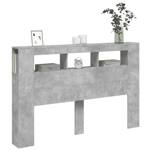 vidaXL Cabeceira c LEDs 160x18,5x103,5 cm cinzento-cimento vidaXL Cabeceira c LEDs 160x18,5x103,5 cm cinzento-cimento
