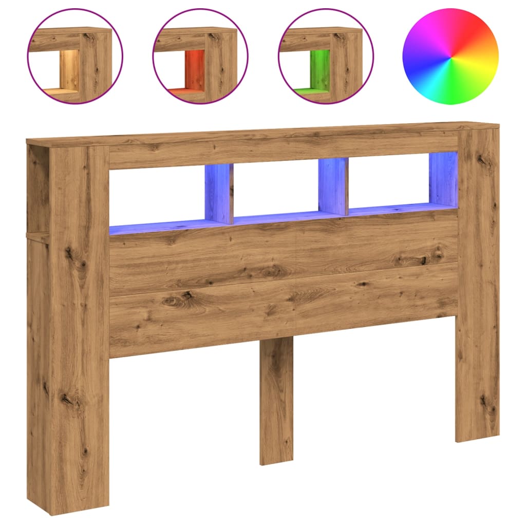 vidaxl cabecero led madera ingenieria roble artisan 160x185x1035 cm