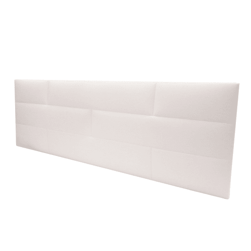 Cabeceira de casal Cube estofada em tijolo para quarto principal, cor branca, 166x54x3 cm