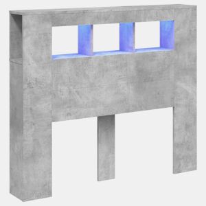 vidaXL Cabeceira c LEDs 120x18,5x103,5 cm cinzento-cimento