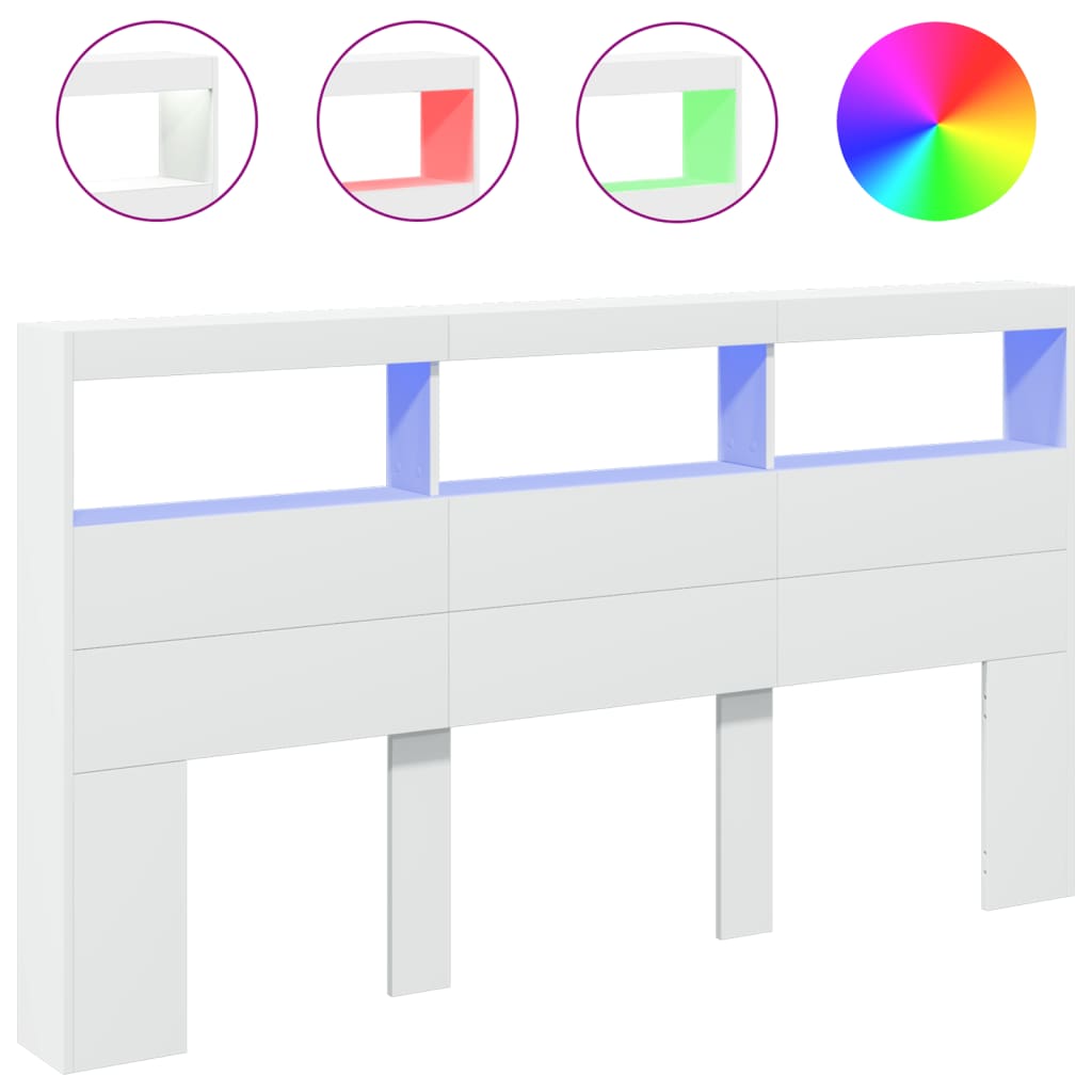 Vidaxl cabecero de cama con led blanco 180x17x102 cm