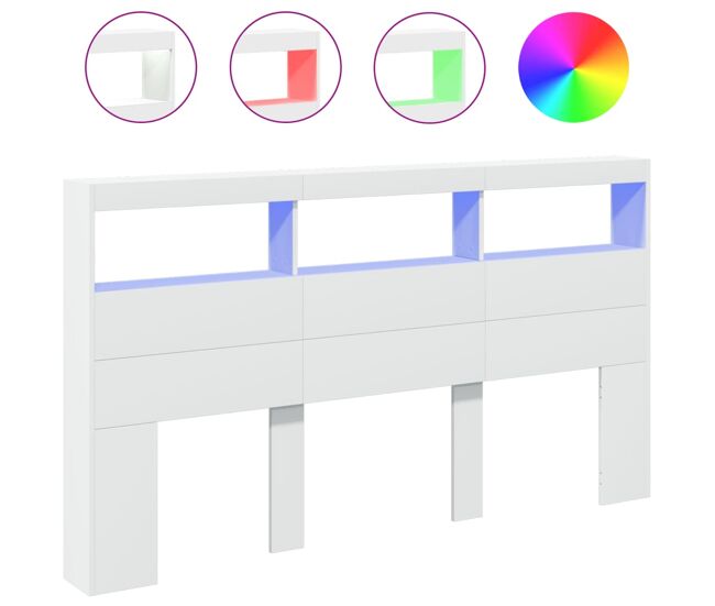 Vidaxl cabecero de cama con led blanco 180x17x102 cm
