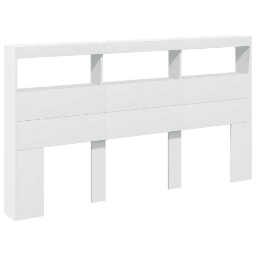 vidaXL Armário de cabeceira com luzes LED 180x17x102 cm branco