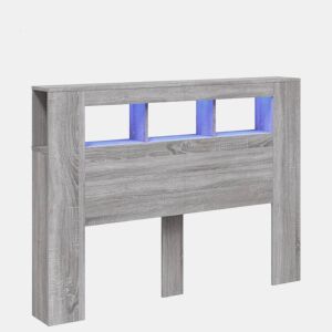 vidaXL Cabeceira c LEDs 140x18,5x103,5 cm sonoma cinzento