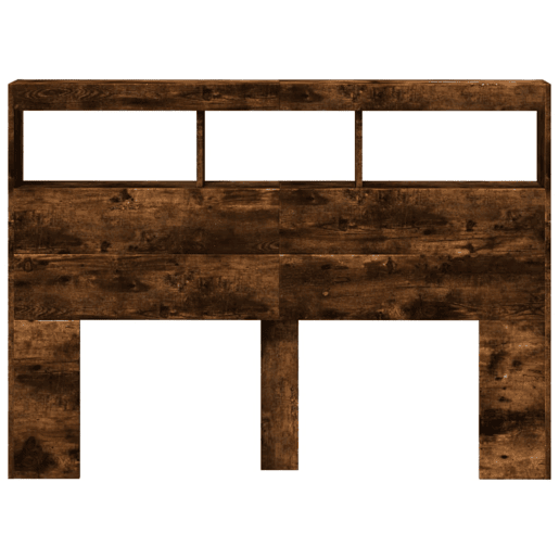 vidaXL Armário de cabeceira c luzes LED 140x17x102 cm carvalho fumado vidaXL Armário de cabeceira c luzes LED 140x17x102 cm carvalho fumado