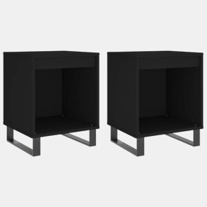 vidaXL Mesas de cabeceira 2pcs 40x35x50 cm derivados de madeira preto