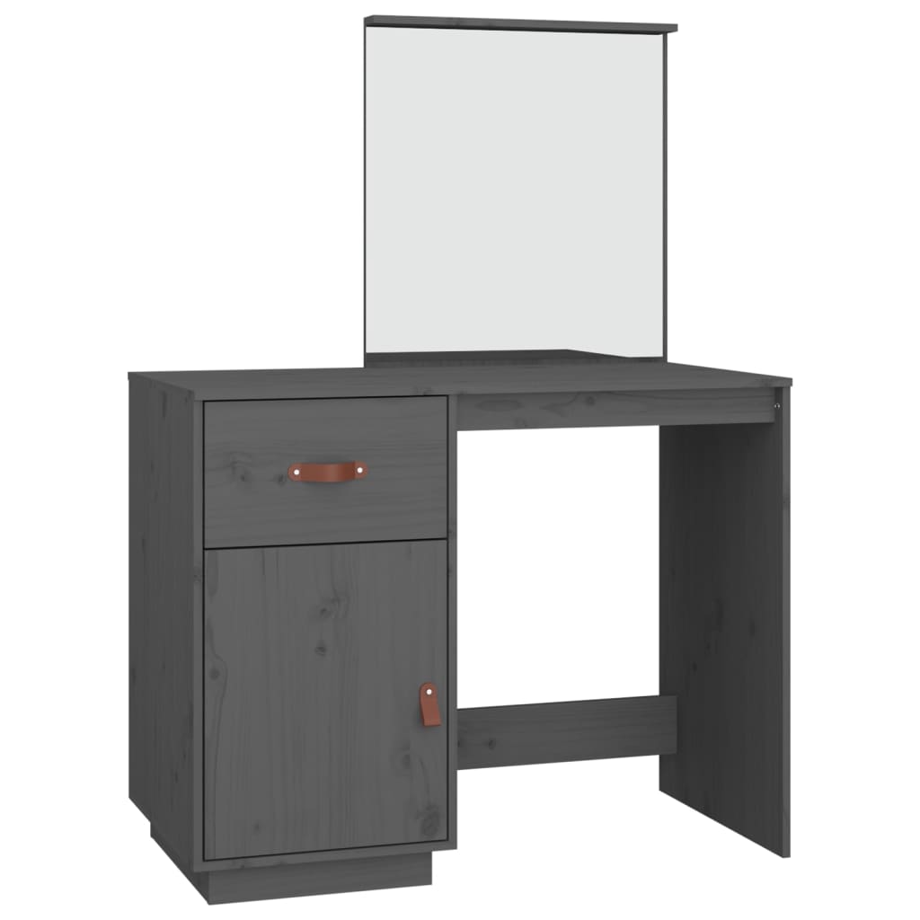 Vidaxl mesa tocador de madera maciza de pino gris 95x50x134 cm