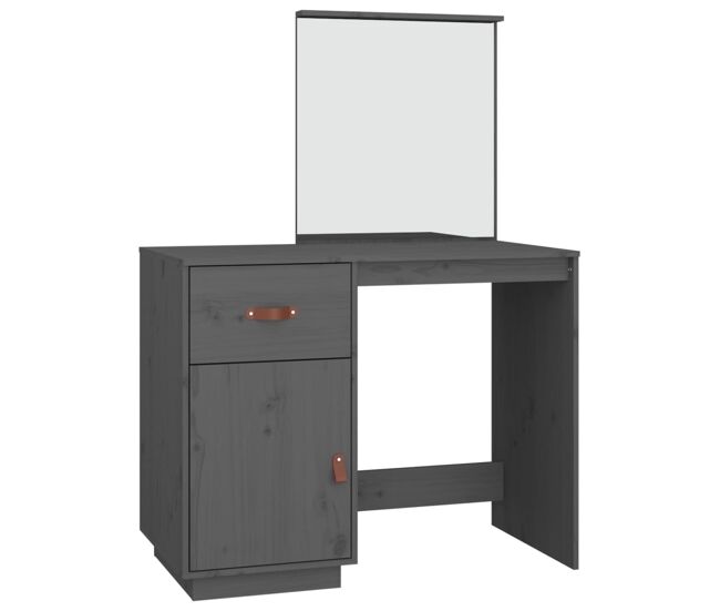 Vidaxl mesa tocador de madera maciza de pino gris 95x50x134 cm