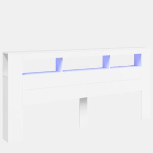vidaXL Cabeceira cama c LEDs 220x18,5x103,5 cm deriv. madeira branco