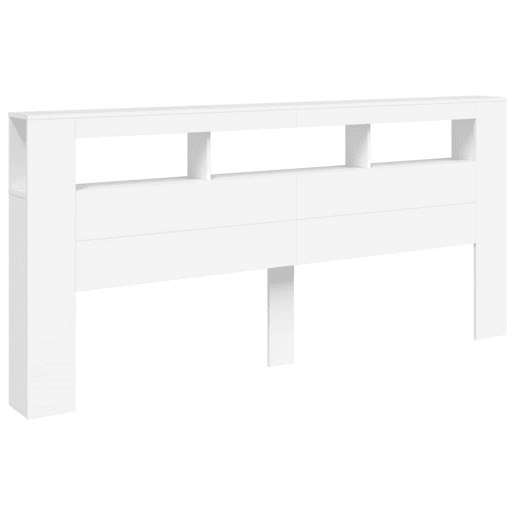 vidaXL Cabeceira cama c LEDs 220x18,5x103,5 cm deriv. madeira branco