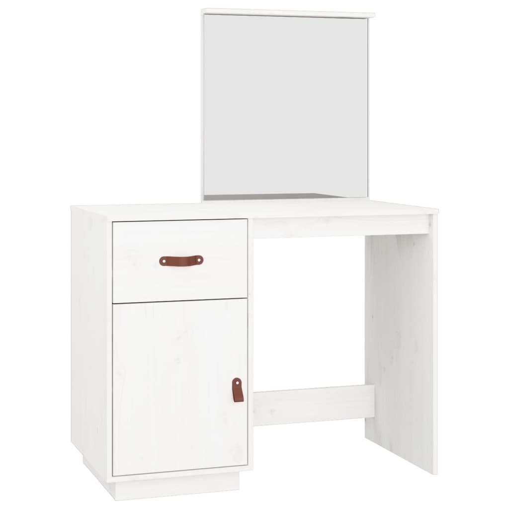 Vidaxl mesa tocador de madera maciza de pino blanca 95x50x134 cm