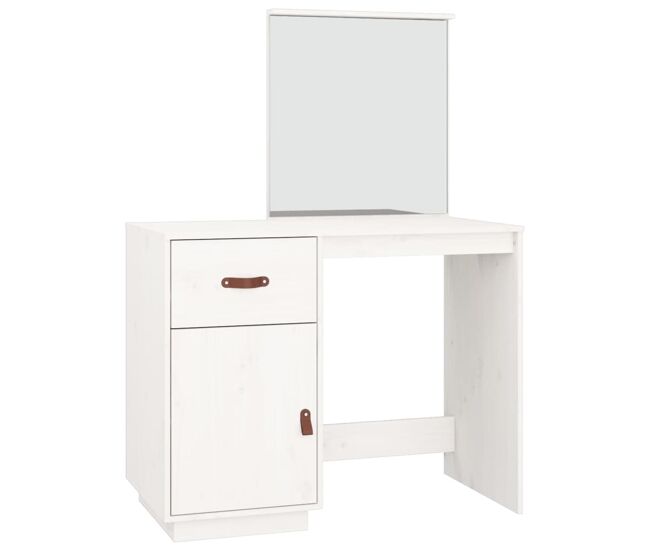 Vidaxl mesa tocador de madera maciza de pino blanca 95x50x134 cm