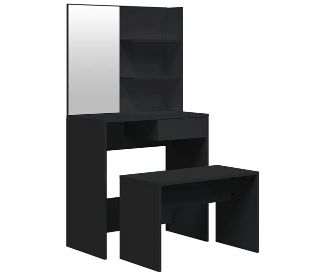 Vidaxl juego de tocador negro 74,5x40x141 cm