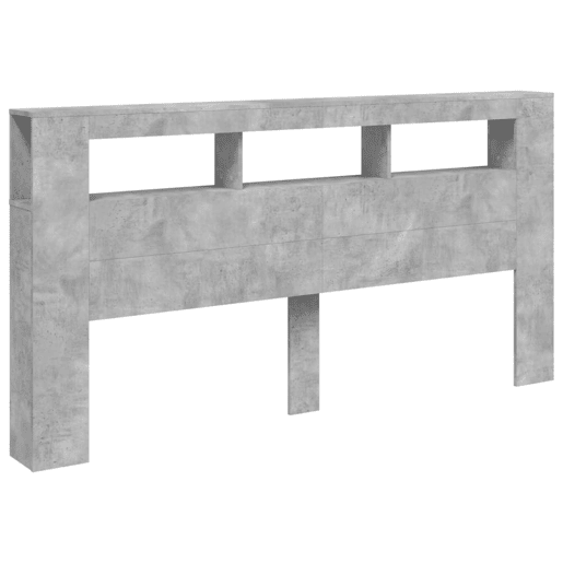 vidaXL Cabeceira c LEDs 200x18,5x103,5cm deriv. madeira cinza cimento vidaXL Cabeceira c LEDs 200x18,5x103,5cm deriv. madeira cinza cimento