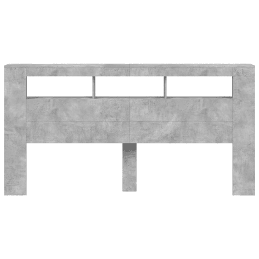 vidaXL Cabeceira c LEDs 200x18,5x103,5cm deriv. madeira cinza cimento vidaXL Cabeceira c LEDs 200x18,5x103,5cm deriv. madeira cinza cimento