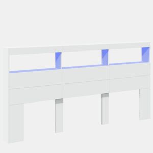 vidaXL Armário de cabeceira com luzes LED 200x17x102 cm branco