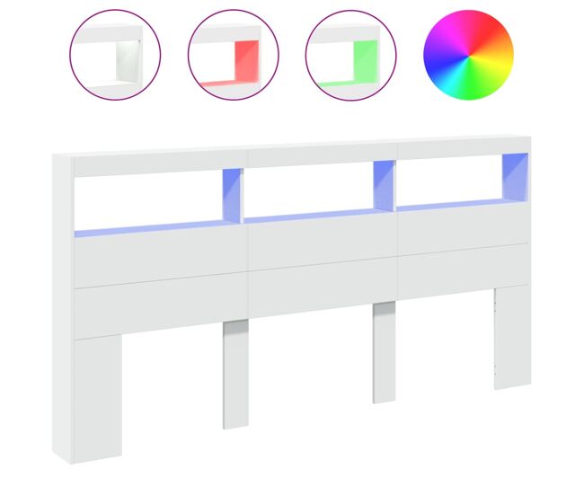 Vidaxl cabecero de cama con luz led blanco 200x17x102 cm
