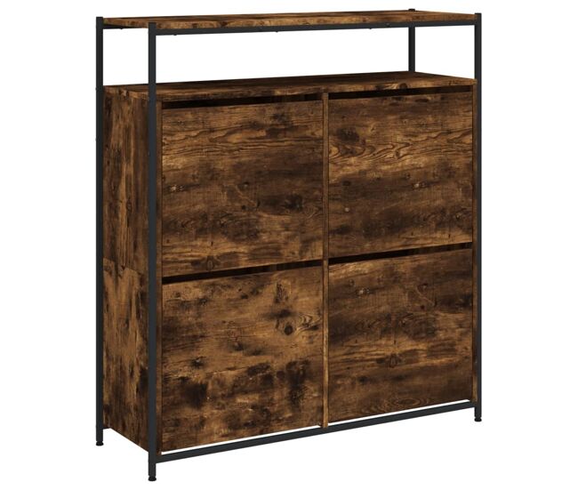 Vidaxl mueble zapatero 4 cajones abatibles roble ahumado 100x34x112 cm