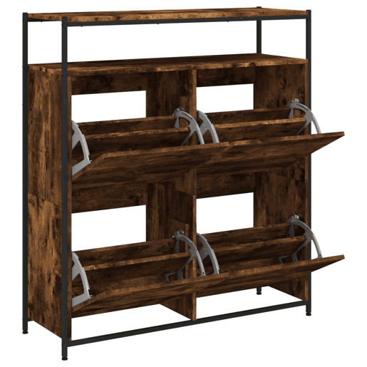 vidaXL Sapateira c 4 gavetas articuladas 100x34x112cm carvalho fumado vidaXL Sapateira c 4 gavetas articuladas 100x34x112cm carvalho fumado