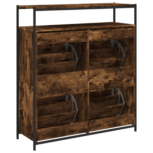 vidaXL Sapateira c 4 gavetas articuladas 100x34x112cm carvalho fumado vidaXL Sapateira c 4 gavetas articuladas 100x34x112cm carvalho fumado