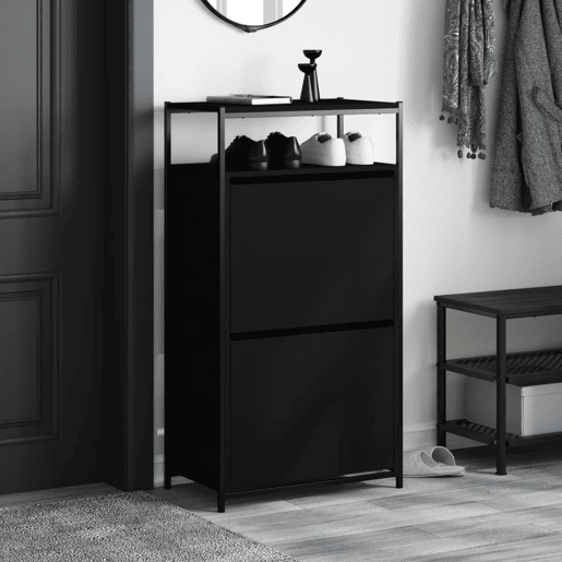 vidaXL Sapateira 60x34x112 cm derivados de madeira preto vidaXL Sapateira 60x34x112 cm derivados de madeira preto