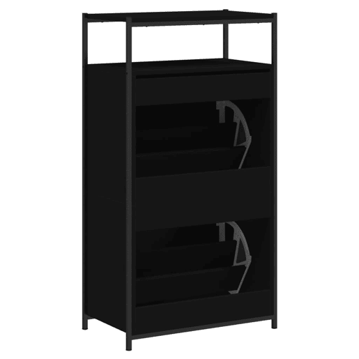 vidaXL Sapateira 60x34x112 cm derivados de madeira preto vidaXL Sapateira 60x34x112 cm derivados de madeira preto