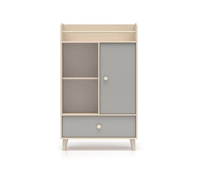 Biblioteca 1 puerta 1 cajón alycia beige y gris