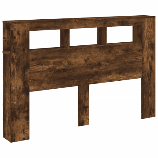 vidaXL Cabeceira c LEDs 160x18,5x103,5 cm carvalho fumado