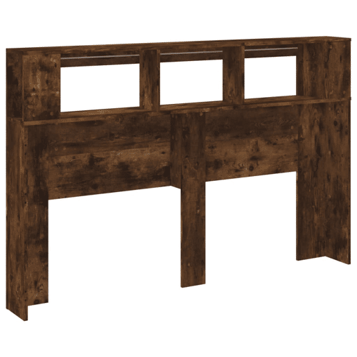 vidaXL Cabeceira c LEDs 160x18,5x103,5 cm carvalho fumado