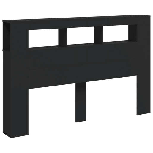 vidaXL Cabeceira cama c LEDs 160x18,5x103,5 cm deriv. madeira preto
