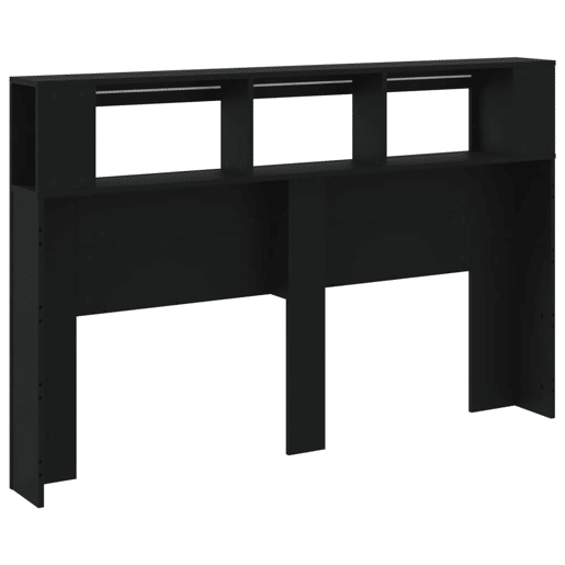 vidaXL Cabeceira cama c LEDs 160x18,5x103,5 cm deriv. madeira preto
