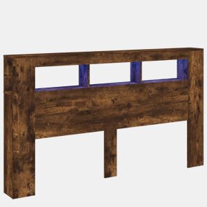vidaXL Cabeceira c LEDs 180x18,5x103,5 cm carvalho fumado