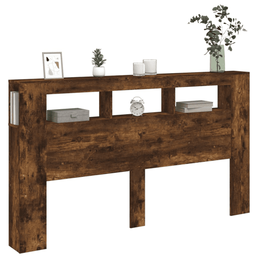 vidaXL Cabeceira c LEDs 180x18,5x103,5 cm carvalho fumado vidaXL Cabeceira c LEDs 180x18,5x103,5 cm carvalho fumado