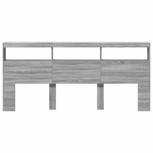 vidaXL Armário de cabeceira c luzes LED 220x17x102 cm cinzento sonoma vidaXL Armário de cabeceira c luzes LED 220x17x102 cm cinzento sonoma