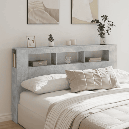 vidaXL Cabeceira c LEDs 180x18,5x103,5 cm cinzento-cimento vidaXL Cabeceira c LEDs 180x18,5x103,5 cm cinzento-cimento
