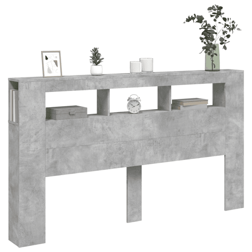 vidaXL Cabeceira c LEDs 180x18,5x103,5 cm cinzento-cimento vidaXL Cabeceira c LEDs 180x18,5x103,5 cm cinzento-cimento
