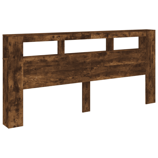 vidaXL Cabeceira c LEDs 220x18,5x103,5 cm carvalho fumado
