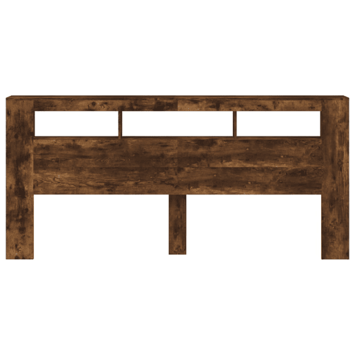 vidaXL Cabeceira c LEDs 220x18,5x103,5 cm carvalho fumado