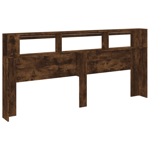 vidaXL Cabeceira c LEDs 220x18,5x103,5 cm carvalho fumado