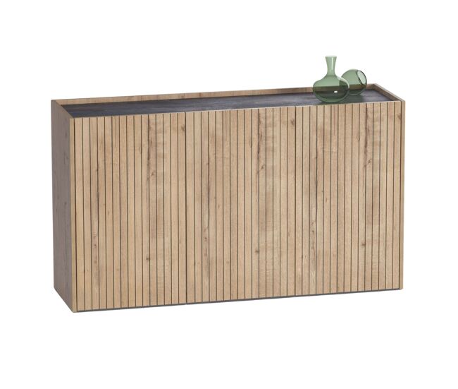 Aparador salón comedor irati moderno roble gold y mármol negro 140 cm
