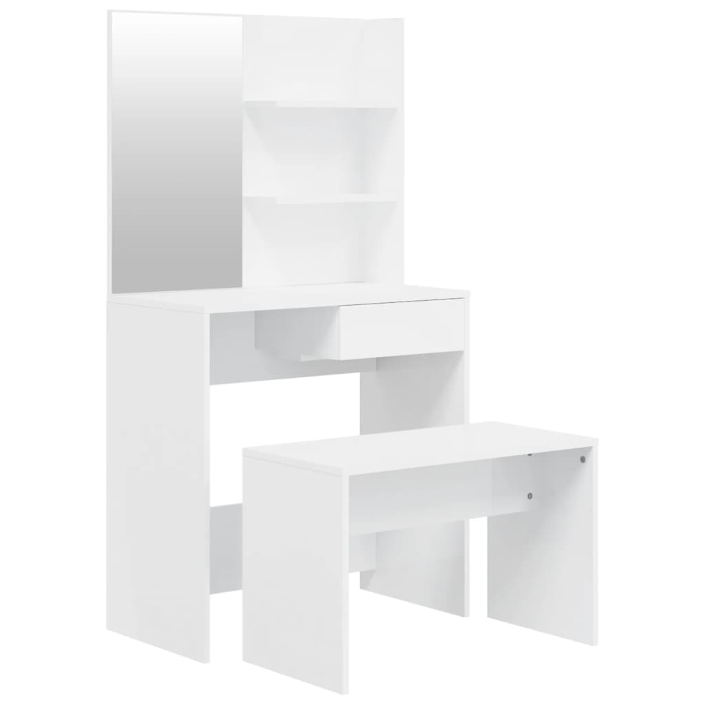 Vidaxl juego de tocador blanco brillante 74,5x40x141 cm