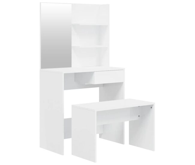 Vidaxl juego de tocador blanco brillante 74,5x40x141 cm