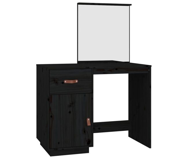 Vidaxl mesa tocador de madera maciza de pino negra 95x50x134 cm
