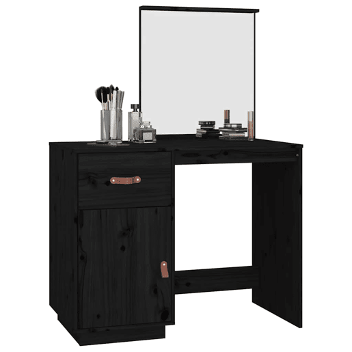 vidaXL Toucador 95x50x134 cm madeira de pinho maciça preto vidaXL Toucador 95x50x134 cm madeira de pinho maciça preto