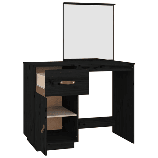 vidaXL Toucador 95x50x134 cm madeira de pinho maciça preto vidaXL Toucador 95x50x134 cm madeira de pinho maciça preto