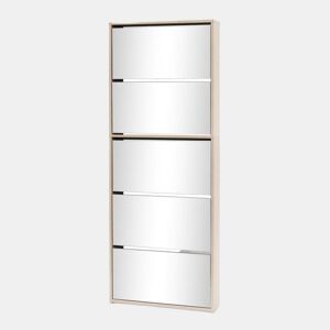 vidaXL Sapateira 5 divisórias com espelho 63x17x169,5 cm carvalho