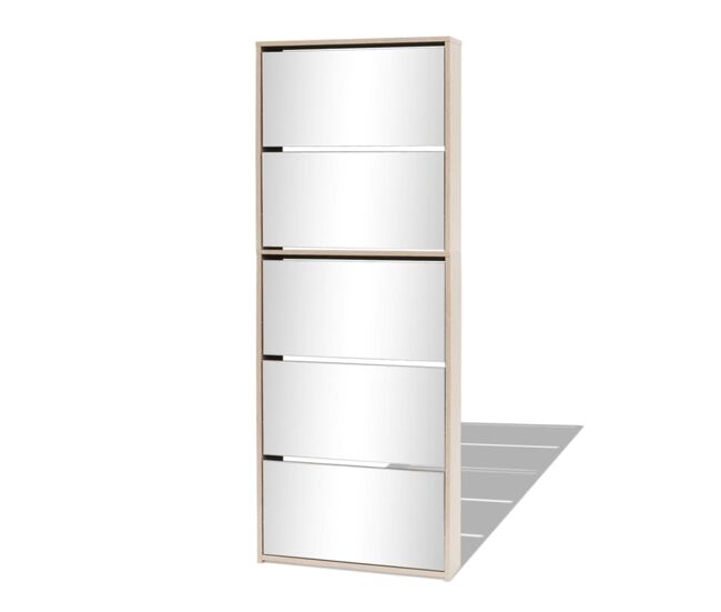 Vidaxl mueble zapatero 5 cajones con espejo roble 63x17x169,5 cm
