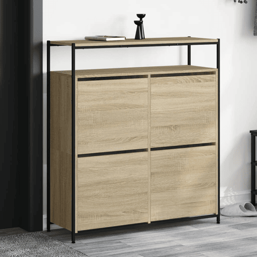 vidaXL Sapateira c 4 gavetas articuladas 100x34x112cm carvalho sonoma vidaXL Sapateira c 4 gavetas articuladas 100x34x112cm carvalho sonoma