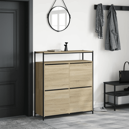vidaXL Sapateira c 4 gavetas articuladas 100x34x112cm carvalho sonoma vidaXL Sapateira c 4 gavetas articuladas 100x34x112cm carvalho sonoma