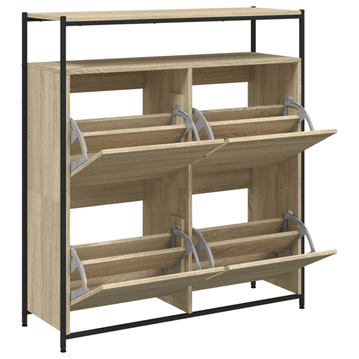 vidaXL Sapateira c 4 gavetas articuladas 100x34x112cm carvalho sonoma vidaXL Sapateira c 4 gavetas articuladas 100x34x112cm carvalho sonoma